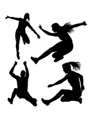 long jump and high jump sport training pose silhouette