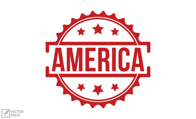 America Red Rubber Stamp vector design.