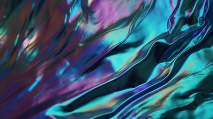 虹色の箔テクスチャ背景。ホログラムのしわのある表面。デザイン用の鮮やかなグラデーション テンプレートGenerativeAI
