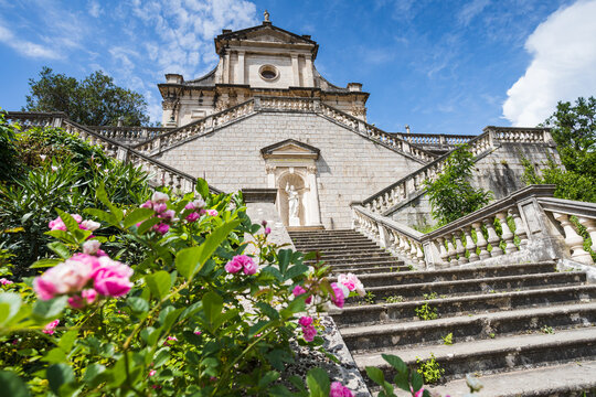 Our Lady Temple Bogorodicin Hram behind flowers
