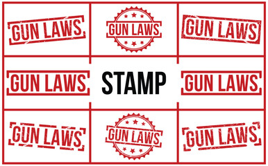 Gun laws stamp red rubber stamp on white background. Gun laws stamp sign. Gun laws stamp set.