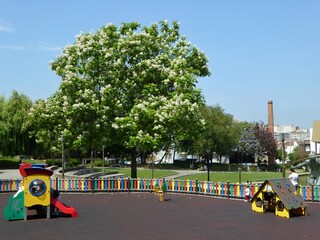 Modern playground in the urban park of Ermesinde, Porto - Portugal  © insideportugal