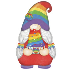 Gnome Pride parade watercolor digital painting clipart