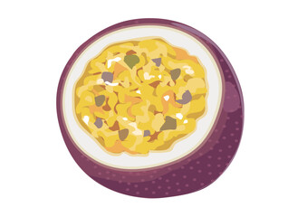 カットしたパッションフルーツのイラスト