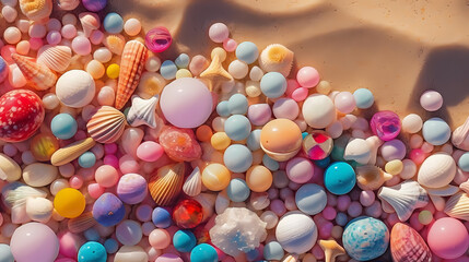 Fototapeta na wymiar Summer colorful beach Generative AI