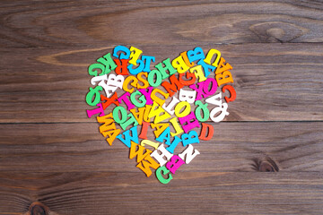 Heart Shape Made from Multicolored Alphabet Letters