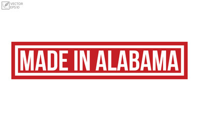 Made in Alabama Red Rubber Stamp vector design.