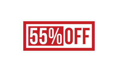 55% Off stamp red rubber stamp on white background. 55% Off stamp sign. 55% Off stamp.