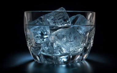 Glass of water with ice. Generative AI technology.