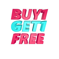 Buy  1 Get 1 free 3d rendering png for advertising