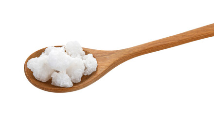 salt in wood spoon on transparent png