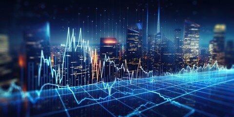 Fototapeta na wymiar AI Generated. AI Generative. Finance stock market forex growth graph analytics. Business market vibe. Graphic Art