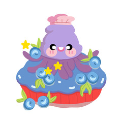 Fisherman who go out to sea pattern Squid fish 