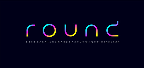 Technology science font, digital cyber alphabet made futurism style, bright Latin lowercase letters A-Z and Arab numerals 0, 1, 2, 3, 4, 5, 6, 7, 8, 9 space style