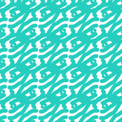 Seamless summer color pattern of abstract shapes.Blue squiggles. Background design, packaging, fabric. Vector illustration...