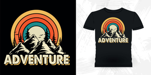 Funny Outdoor Adventure Lover Mountain Nature Retro Vintage Hiking T-shirt Design