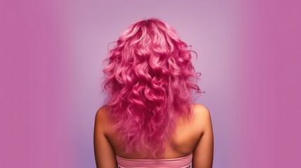 salon woman hairstyles for middle curly hair, rear view, close-up, Millennial Pink, Studio lighting,