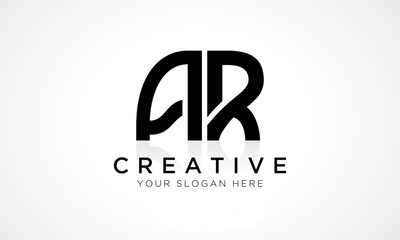 AR Letter Logo Design Vector Template. Alphabet Initial Letter AR Logo Design With Glossy Reflection Business Illustration.