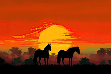 Horse background created with Generative AI technology