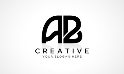 Obraz premium AB Letter Logo Design Vector Template. Alphabet Initial Letter AB Logo Design With Glossy Reflection Business Illustration.