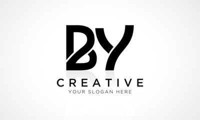 BY Letter Logo Design Vector Template. Alphabet Initial Letter BY Logo Design With Glossy Reflection Business Illustration. © ReotPixel