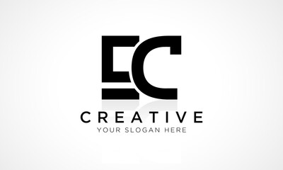 EC Letter Logo Design Vector Template. Alphabet Initial Letter EC Logo Design With Glossy Reflection Business Illustration.