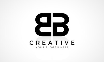 BB Letter Logo Design Vector Template. Alphabet Initial Letter BB Logo Design With Glossy Reflection Business Illustration. - obrazy, fototapety, plakaty