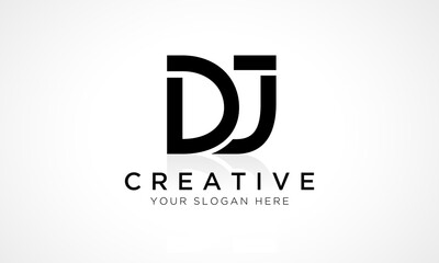 DJ Letter Logo Design Vector Template. Alphabet Initial Letter DJ Logo Design With Glossy Reflection Business Illustration.