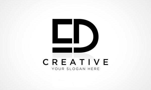 ED Letter Logo Design Vector Template. Alphabet Initial Letter ED Logo Design With Glossy Reflection Business Illustration.