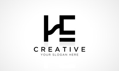 HE Letter Logo Design Vector Template. Alphabet Initial Letter HE Logo Design With Glossy Reflection Business Illustration.