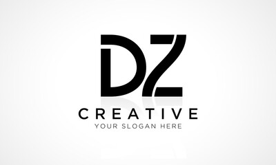 DZ Letter Logo Design Vector Template. Alphabet Initial Letter DZ Logo Design With Glossy Reflection Business Illustration.
