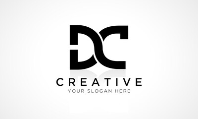DC Letter Logo Design Vector Template. Alphabet Initial Letter DC Logo Design With Glossy Reflection Business Illustration.