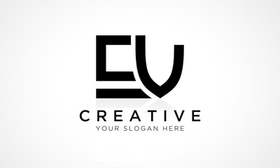 EV Letter Logo Design Vector Template. Alphabet Initial Letter EV Logo Design With Glossy Reflection Business Illustration.