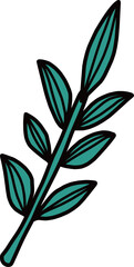 シンプルにデフォルメした枝葉のイラスト