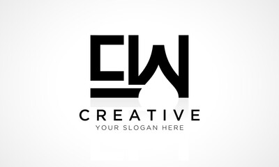 EW Letter Logo Design Vector Template. Alphabet Initial Letter EW Logo Design With Glossy Reflection Business Illustration.
