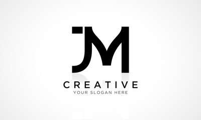 JM Letter Logo Design Vector Template. Alphabet Initial Letter JM Logo Design With Glossy Reflection Business Illustration.