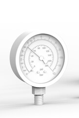 Pressure gauge for measuring water pressure isolated on white background - 3D render