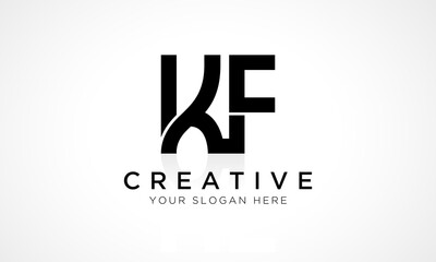 KF Letter Logo Design Vector Template. Alphabet Initial Letter KF Logo Design With Glossy Reflection Business Illustration.