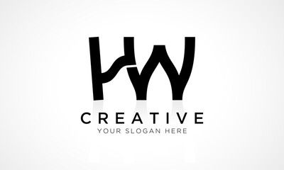 HW Letter Logo Design Vector Template. Alphabet Initial Letter HW Logo Design With Glossy Reflection Business Illustration.