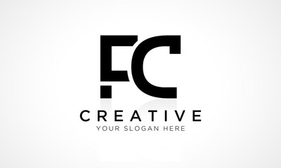 FC Letter Logo Design Vector Template. Alphabet Initial Letter FC Logo Design With Glossy Reflection Business Illustration.
