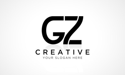 GZ Letter Logo Design Vector Template. Alphabet Initial Letter GZ Logo Design With Glossy Reflection Business Illustration.