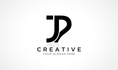 JP Letter Logo Design Vector Template. Alphabet Initial Letter JP Logo Design With Glossy Reflection Business Illustration.