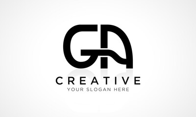 GA Letter Logo Design Vector Template. Alphabet Initial Letter GA Logo Design With Glossy Reflection Business Illustration.