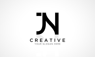 JN Letter Logo Design Vector Template. Alphabet Initial Letter JN Logo Design With Glossy Reflection Business Illustration.
