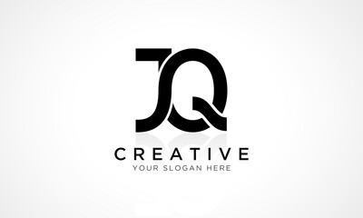 JQ Letter Logo Design Vector Template. Alphabet Initial Letter JQ Logo Design With Glossy Reflection Business Illustration.