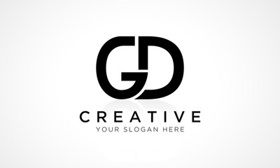 GD Letter Logo Design Vector Template. Alphabet Initial Letter GD Logo Design With Glossy Reflection Business Illustration.