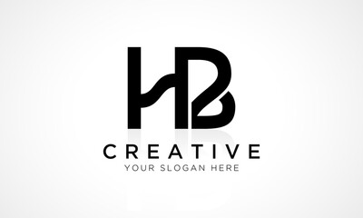 HB Letter Logo Design Vector Template. Alphabet Initial Letter HB Logo Design With Glossy Reflection Business Illustration.