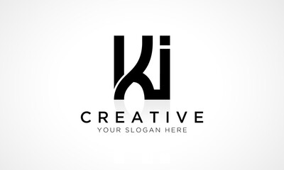 KI Letter Logo Design Vector Template. Alphabet Initial Letter KI Logo Design With Glossy Reflection Business Illustration. - obrazy, fototapety, plakaty