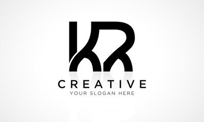 KR Letter Logo Design Vector Template. Alphabet Initial Letter KR Logo Design With Glossy Reflection Business Illustration.