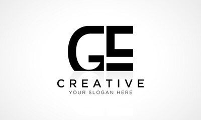 GE Letter Logo Design Vector Template. Alphabet Initial Letter GE Logo Design With Glossy Reflection Business Illustration.